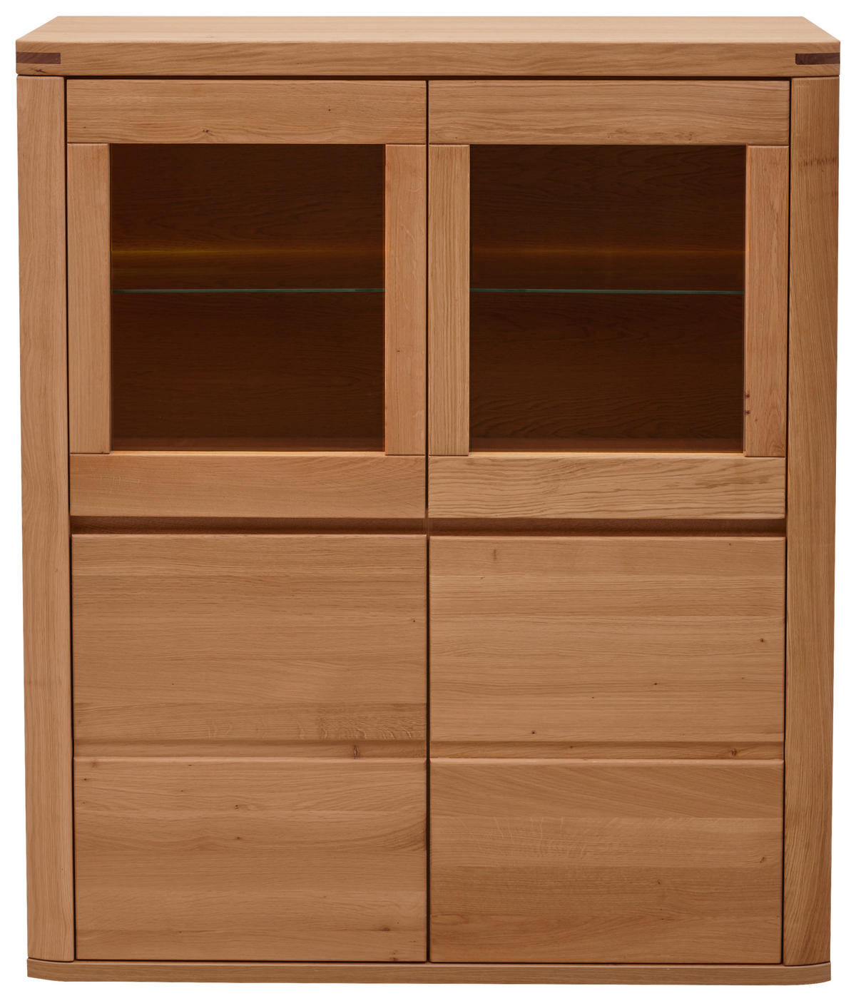 HIGHBOARD Kernbuche  118,4/139,6/37,7 cm  - Kernbuche/Grau, Konventionell, Glas/Holz (118,4/139,6/37,7cm) - Voleo