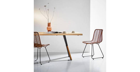 ESSTISCH in Holz, Metall 200/100/76 cm  - Eichefarben/Schwarz, Natur, Holz/Metall (200/100/76cm) - Linea Natura