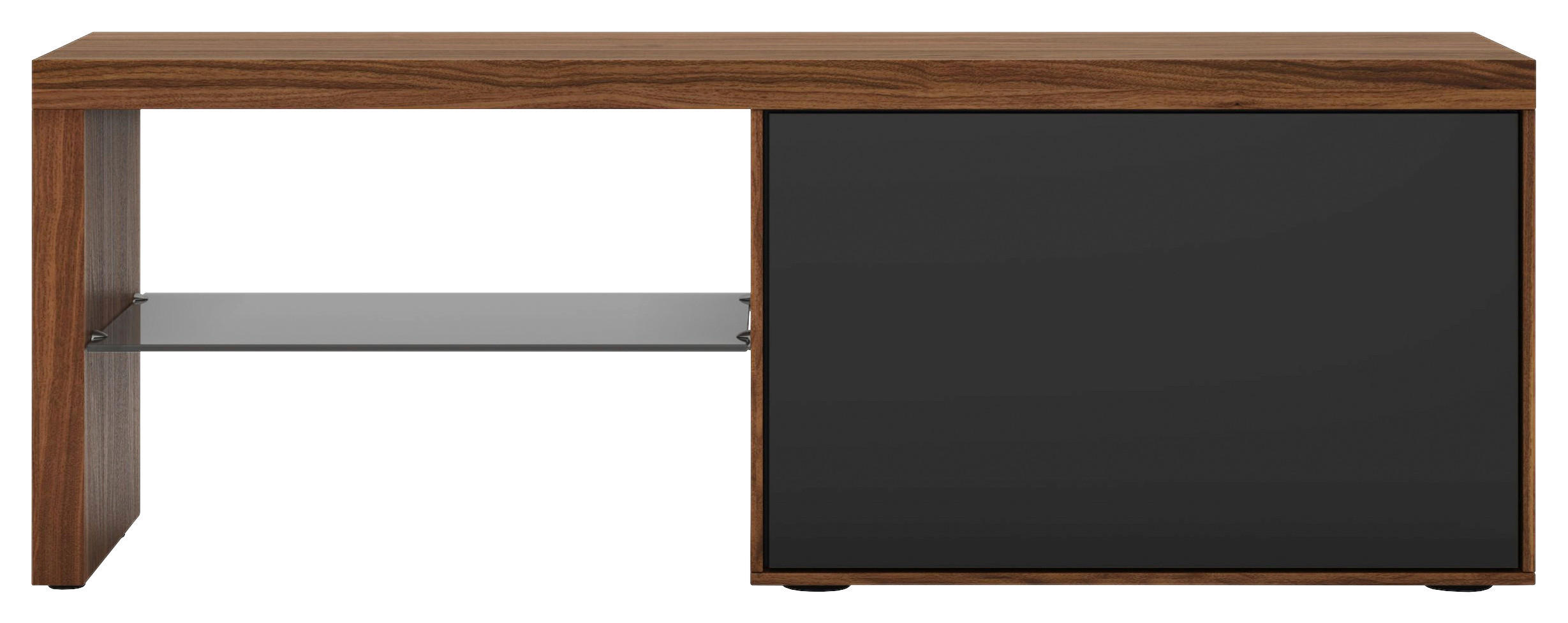 GARDEROBENBANK Nussbaum furniert Anthrazit, Nussbaumfarben  - Anthrazit/Nussbaumfarben, Design, Glas/Holz (122,6/43/41,6cm) - Moderano