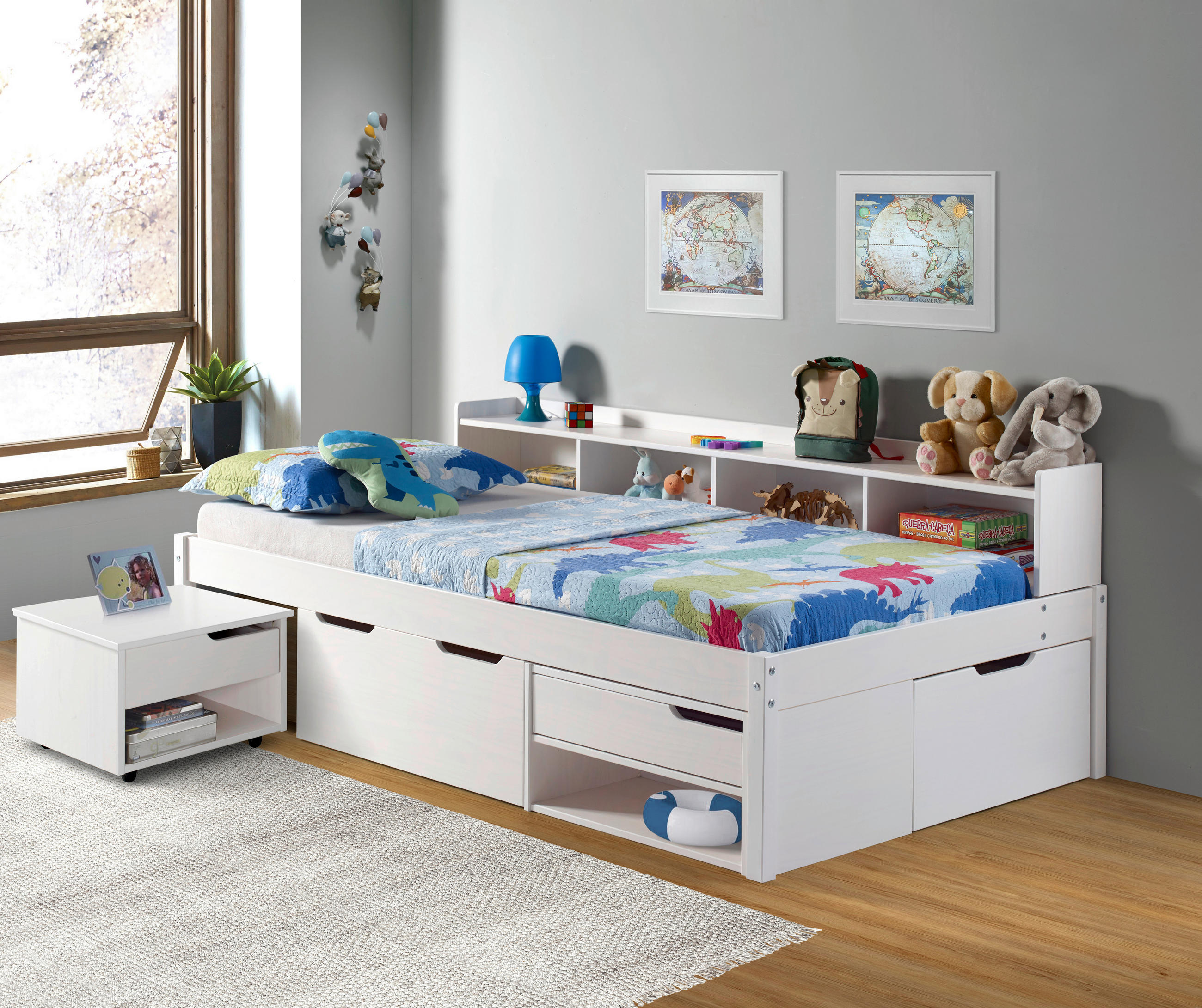 MID.YOU POSTEĽ S ÚLOŽNÝM PRIESTOROM, 90/200 cm biela