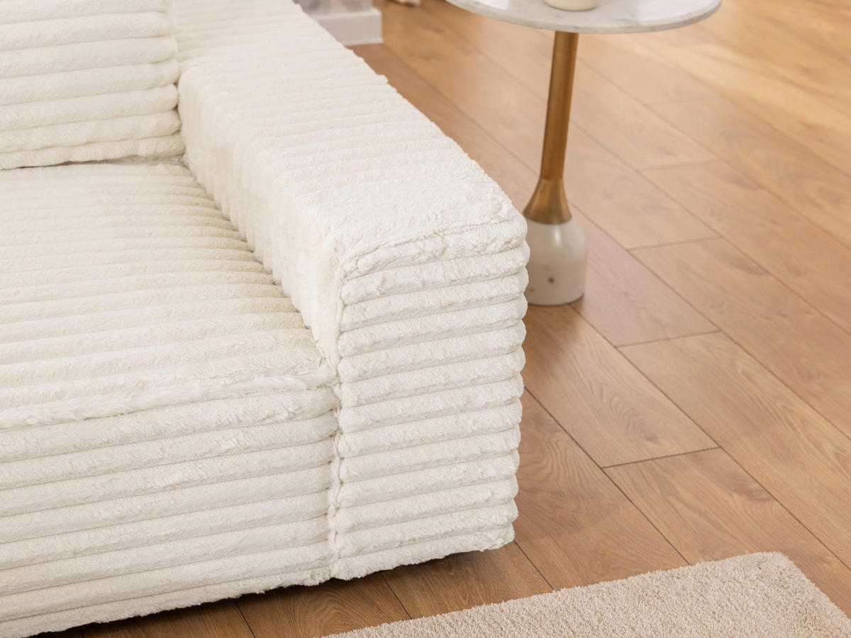 ECKSOFA Cord Beige  - Beige/Schwarz, Design, Kunststoff/Textil (251/142cm) - P & B