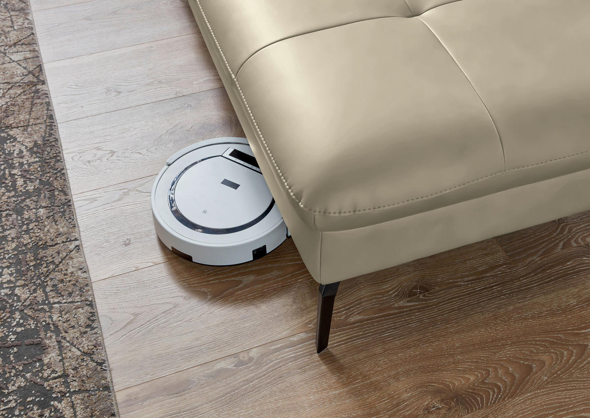 WOHNLANDSCHAFT in Echtleder Creme, Naturfarben  - Creme/Schwarz, Design, Leder/Metall (181/336/206cm) - Beldomo Speed