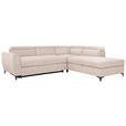 ECKSOFA Creme Velours  - Creme/Schwarz, KONVENTIONELL, Textil/Metall (255/217cm) - Carryhome