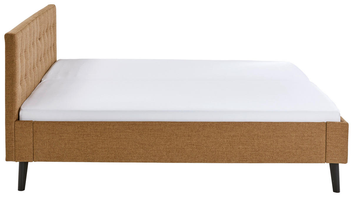 POLSTERBETT 180/200 cm  in Bernsteinfarben  - Bernsteinfarben/Schwarz, Basics, Holz/Textil (180/200cm) - Boxxx