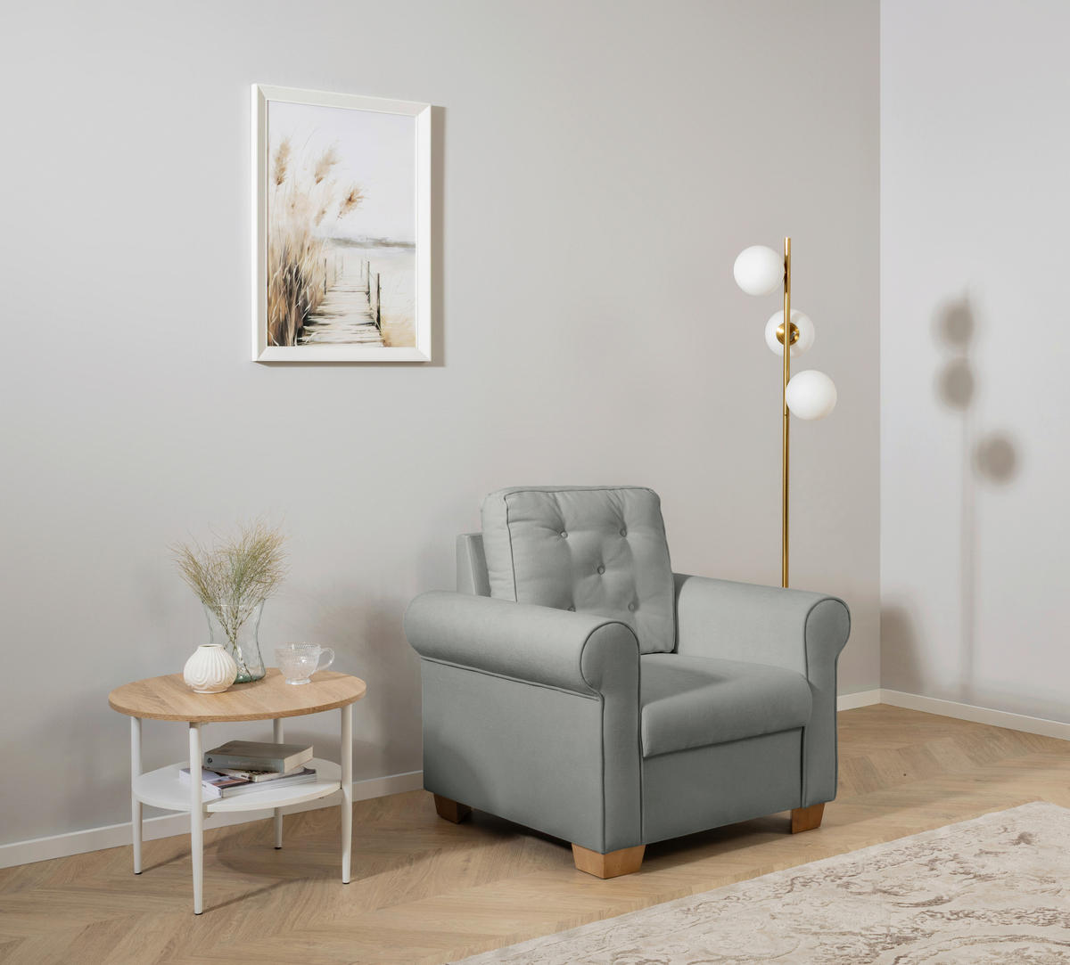 SESSEL in Dunkelgrau  - Dunkelgrau/Buchefarben, Design, Holz/Textil (93/89/82cm) - MID.YOU