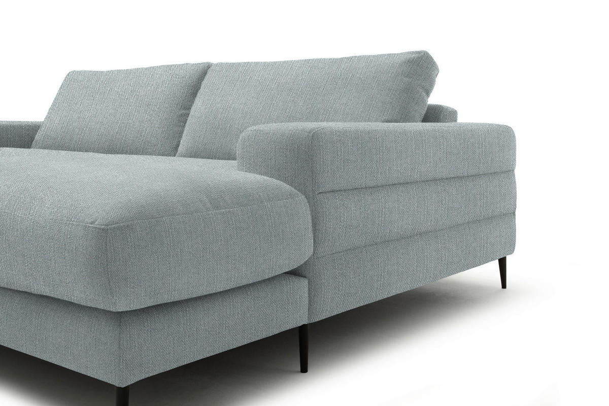 ECKSOFA in Flachgewebe Hellblau  - Schwarz/Hellblau, Design, Textil/Metall (253/177cm) - Dieter Knoll