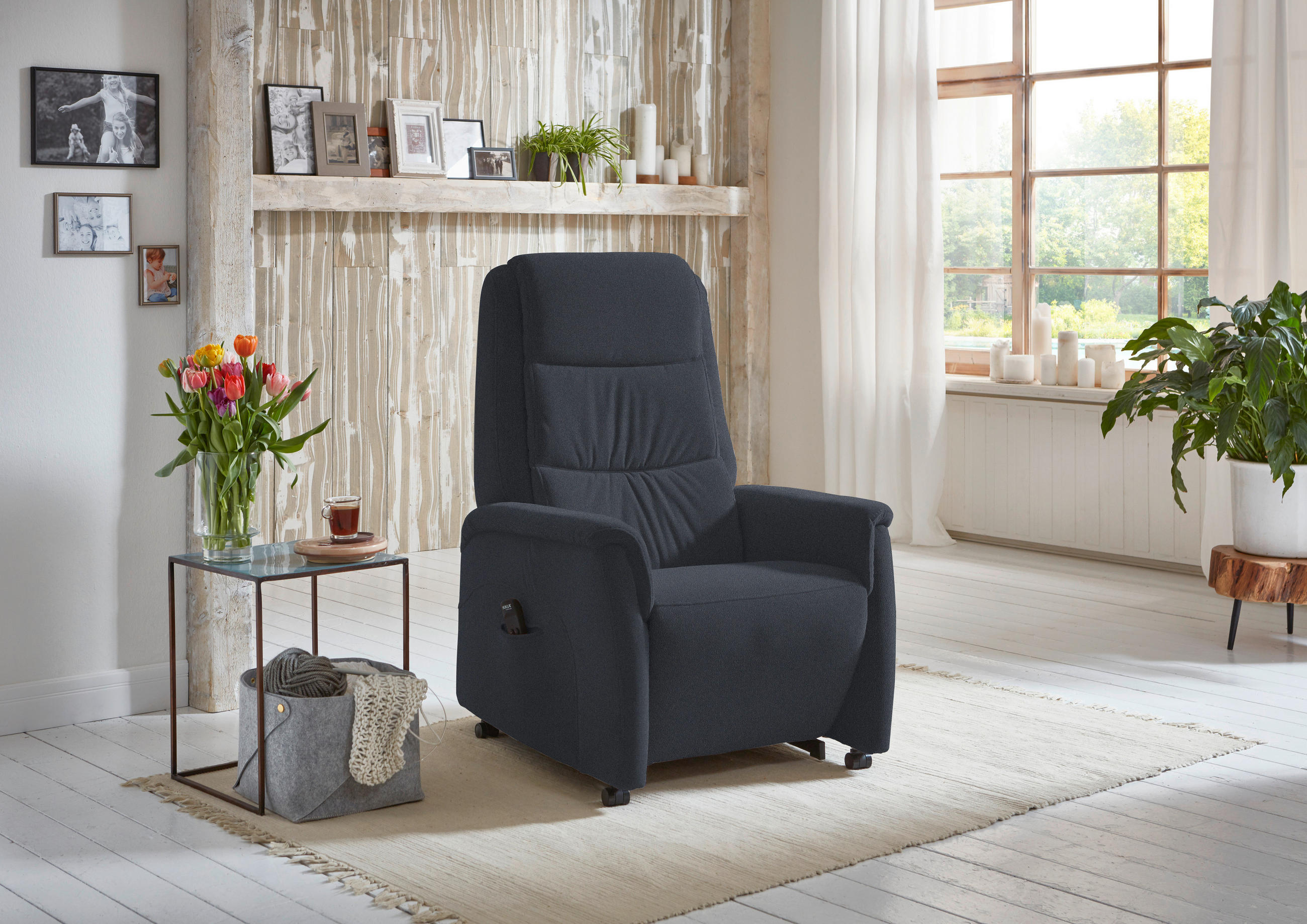 FERNSEHSESSEL Mikrofaser Dunkelblau  - Schwarz/Dunkelblau, Konventionell, Kunststoff/Textil (70/107/88cm) - Livetastic