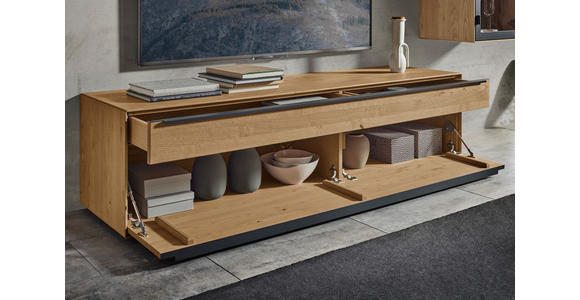 WOHNWAND  in Anthrazit, Kastanienfarben  244/190/47,1 cm  - Kastanienfarben/Anthrazit, Natur, Glas/Holz (244/190/47,1cm) - Valnatura