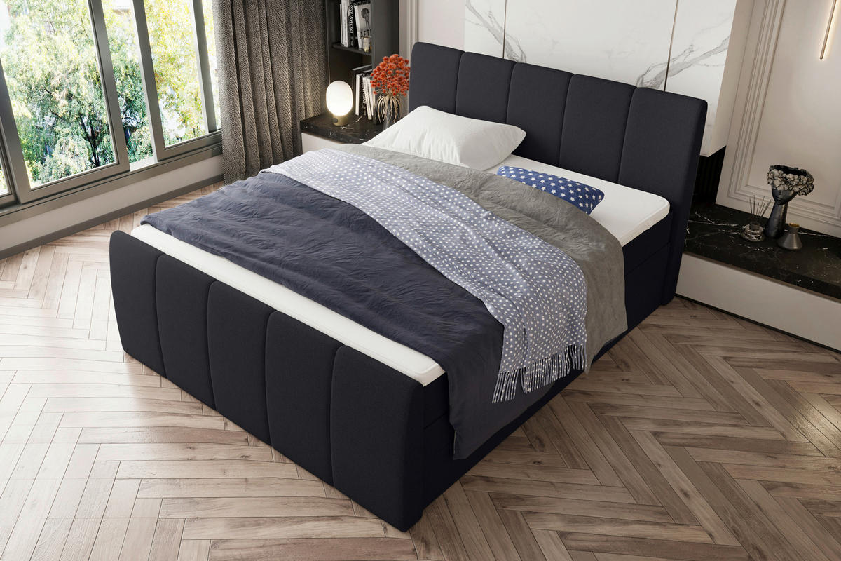 BOXSPRINGBETT 180/200 cm  in Schwarz  - Schwarz, Konventionell, Kunststoff/Textil (180/200cm) - Carryhome