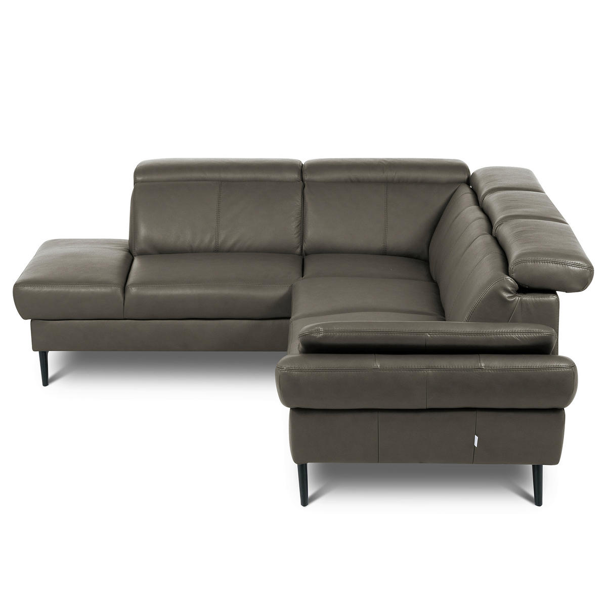 ECKSOFA  in Lederlook Echtleder Schlammfarben  - Schlammfarben/Schwarz, Design, Leder/Textil (211/264cm) - Livetastic