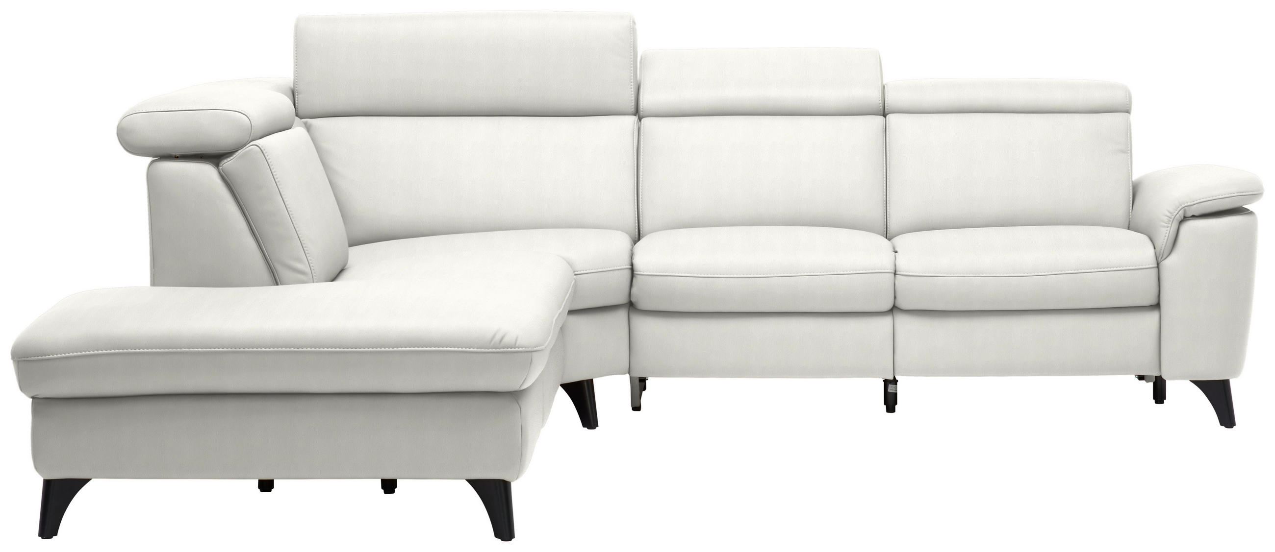 ECKSOFA in Echtleder Weiss  - Weiss/Schwarz, Design, Leder/Metall (239/285cm) - Cantus