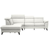 ECKSOFA in Echtleder Weiß  239/285 cm  - Schwarz/Weiß, Design, Leder/Metall (239/285cm) - Cantus