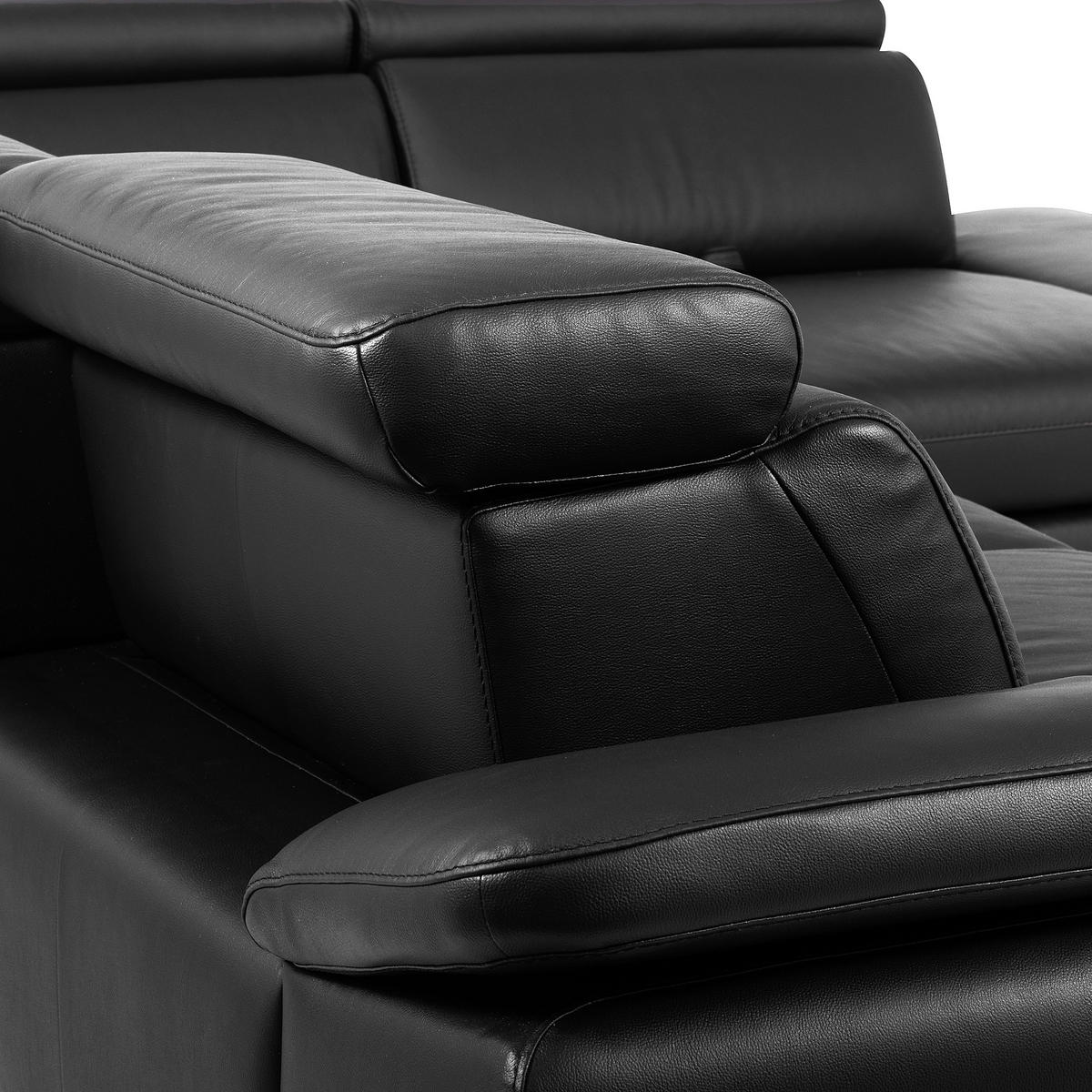ECKSOFA  in Lederlook Echtleder Schwarz  274/220 cm  - Schwarz, Design, Leder/Textil (274/220cm) - Livetastic