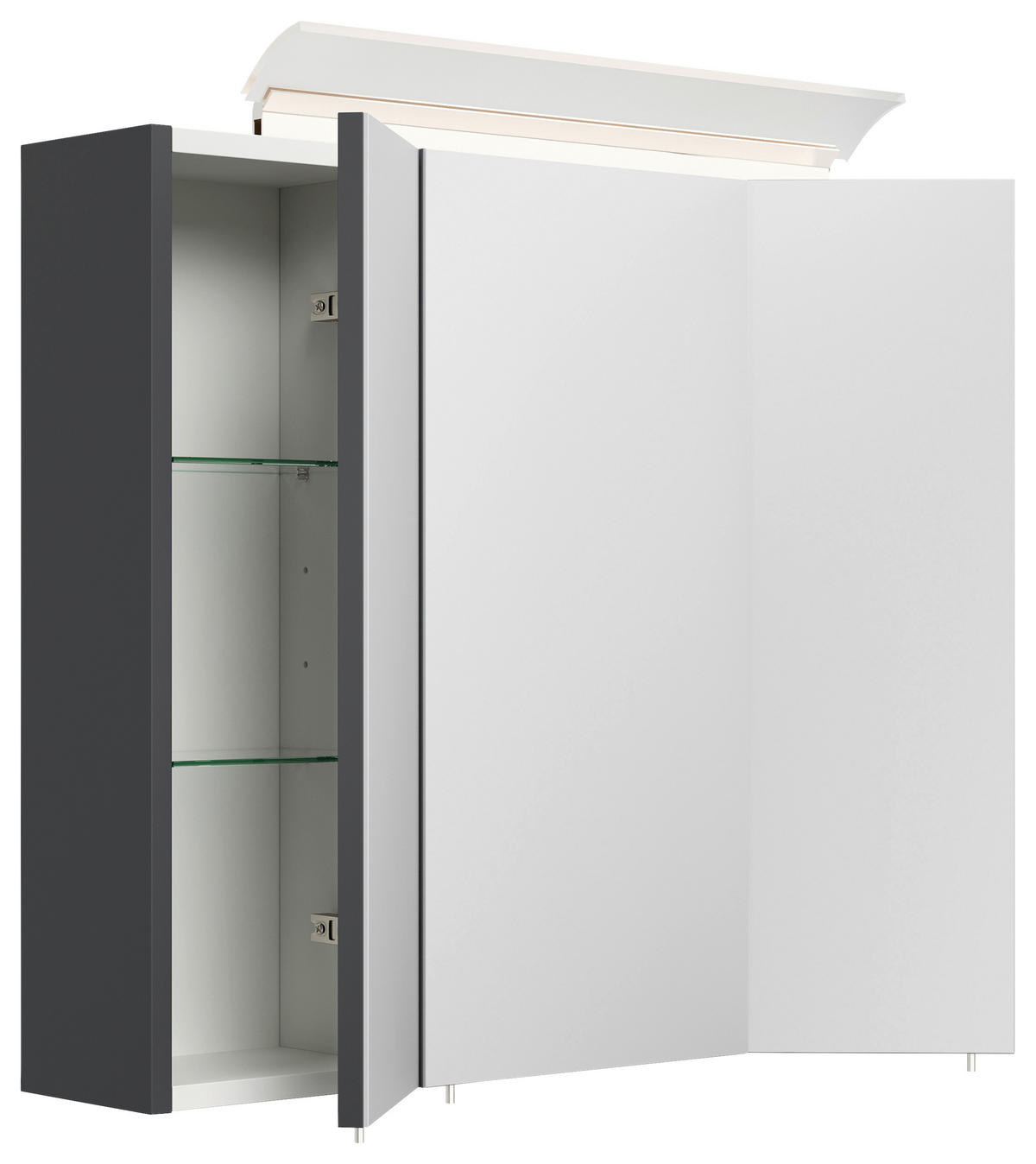 SPIEGELSCHRANK 70/62/17 cm  - Graphitfarben, MODERN, Glas/Holzwerkstoff (70/62/17cm) - MID.YOU