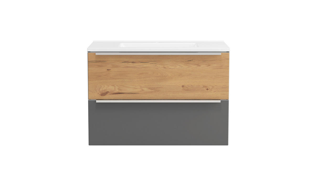 WASCHTISCHKOMBI  - Wildeiche/Edelstahlfarben, Trend, Holzwerkstoff/Stein (80/54/47cm) - Held
