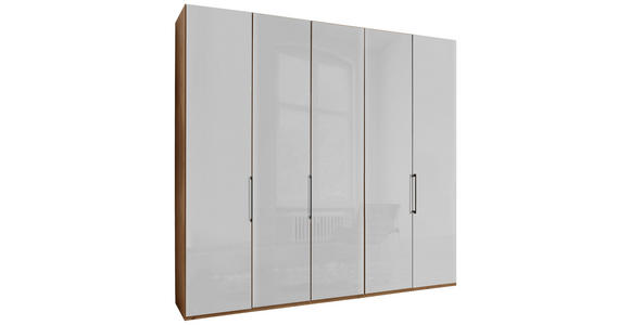 FALTTÜRENSCHRANK 250/216/58 cm 3-türig Weiß, Eiche Bianco  - Schieferfarben/Eiche Bianco, KONVENTIONELL, Glas/Holzwerkstoff (250/216/58cm) - Dieter Knoll