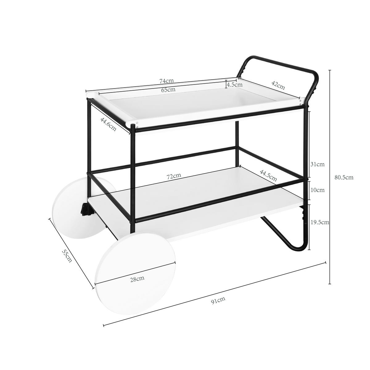 SERVIERWAGEN in Schwarz, Weiß  - Schwarz/Weiß, Basics, Holzwerkstoff/Metall (91/80,5/54cm) - MID.YOU