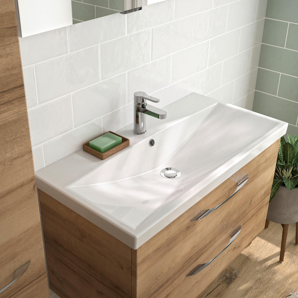 BADEZIMMER  in 90 cm  - Eichefarben/Weiß, KONVENTIONELL, Holzwerkstoff (90cm) - Pelipal