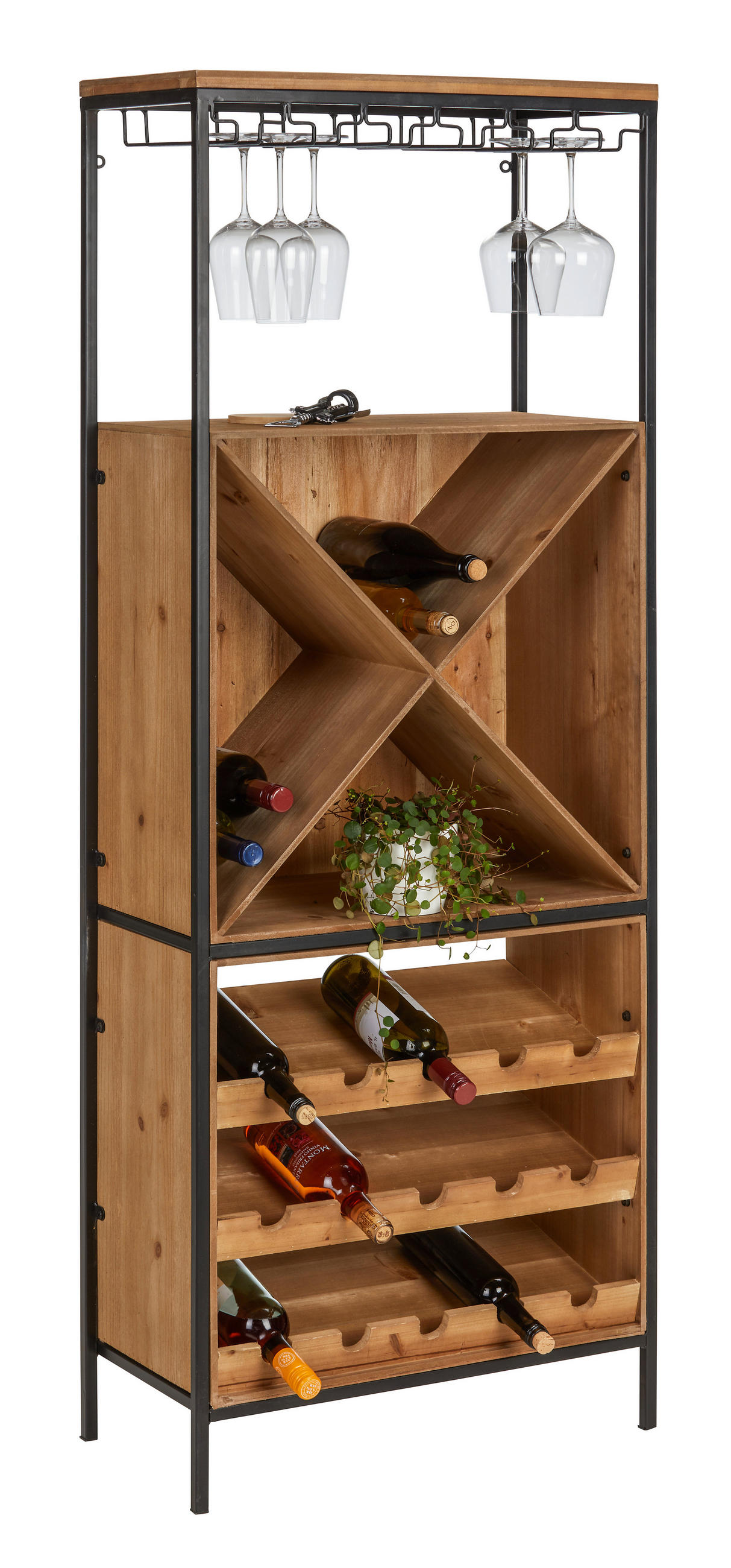 BARMODUL i trä, metall, trämaterial  60/30/160 cm  - ljusbrun/svart, Lifestyle, metall/trämaterial (60/30/160cm) - Ambia Home