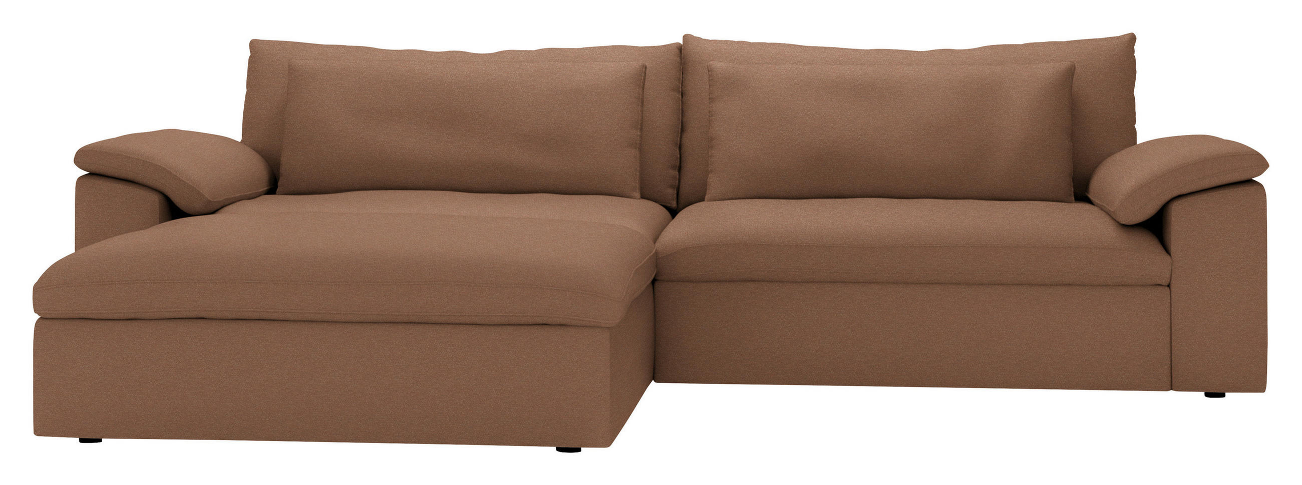 ECKSOFA  Chenille Altrosa  - Schwarz/Altrosa, Modern, Kunststoff/Textil (198/306cm) - Carryhome
