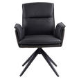 ARMLEHNSTUHL  Sitzfläche 360° drehbar Mikrofaser Echtleder, Kombination Echtleder/Stoff  - Anthrazit/Schwarz, Design, Leder/Textil (60,5/87/66cm) - Novel