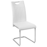 SCAUN BUCATARIE din metal, textil alb, culoare crom  - alb/culoare crom, Design, metal/textil (43/96/58,5cm) - Carryhome