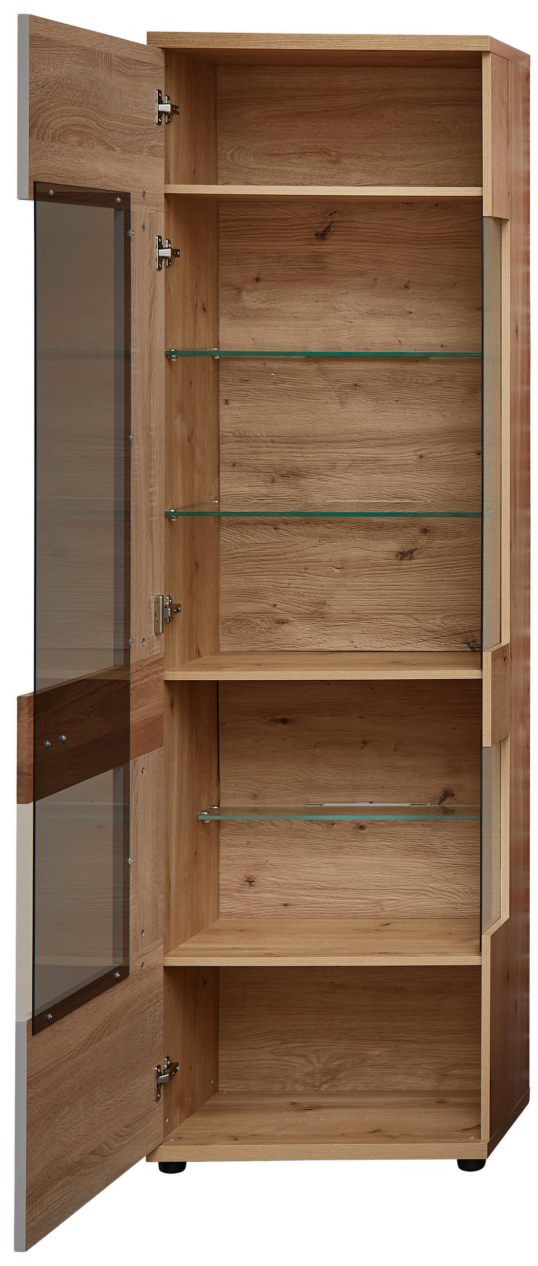 VITRINE Hellgrau, Eiche Artisan, Wildeiche  60/201/38 cm  - Wildeiche/Zinkfarben, Design, Glas/Holz (60/201/38cm) - Novel