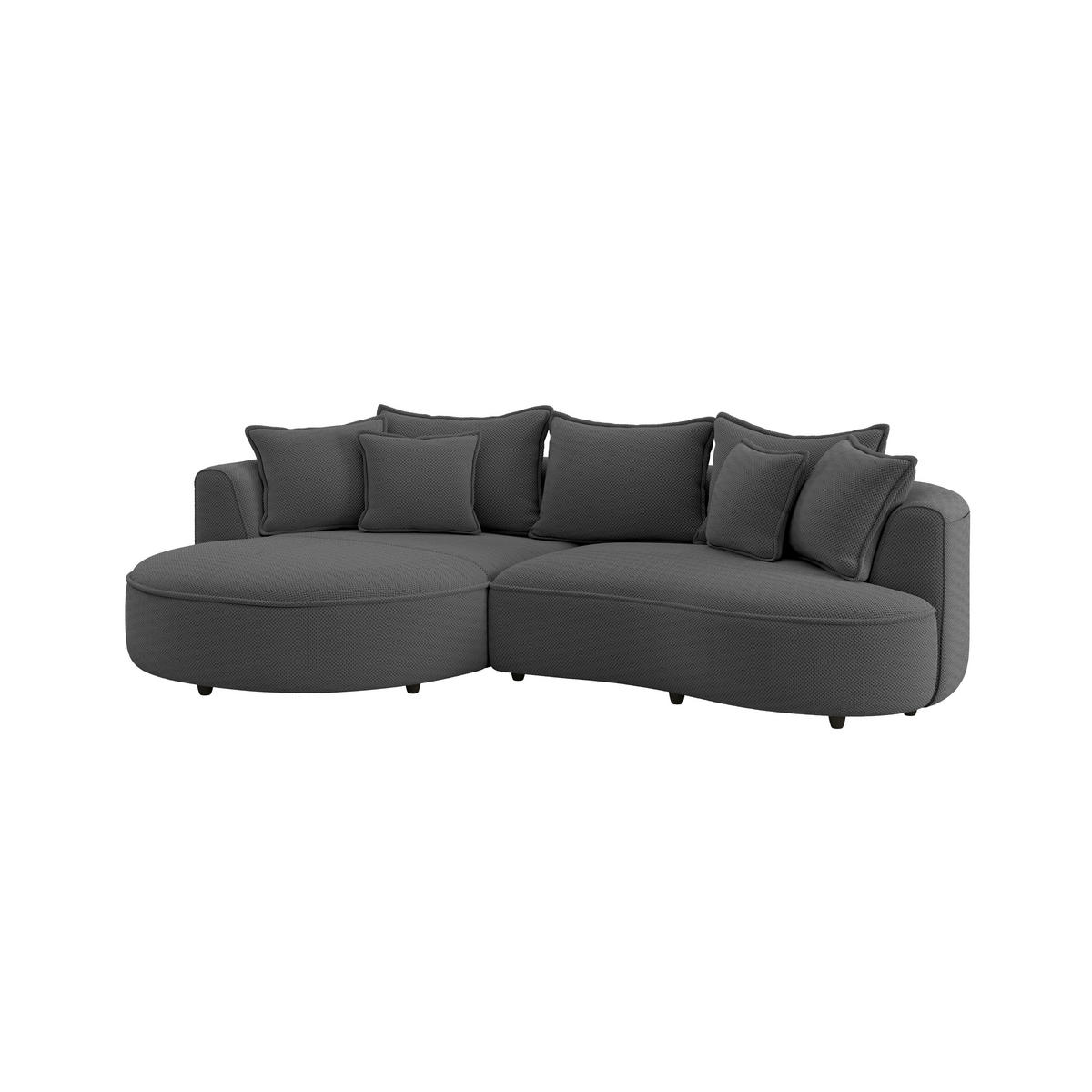 ECKSOFA in Velours, Struktur Anthrazit  - Anthrazit/Schwarz, Modern, Kunststoff/Textil (168/287cm) - Livetastic