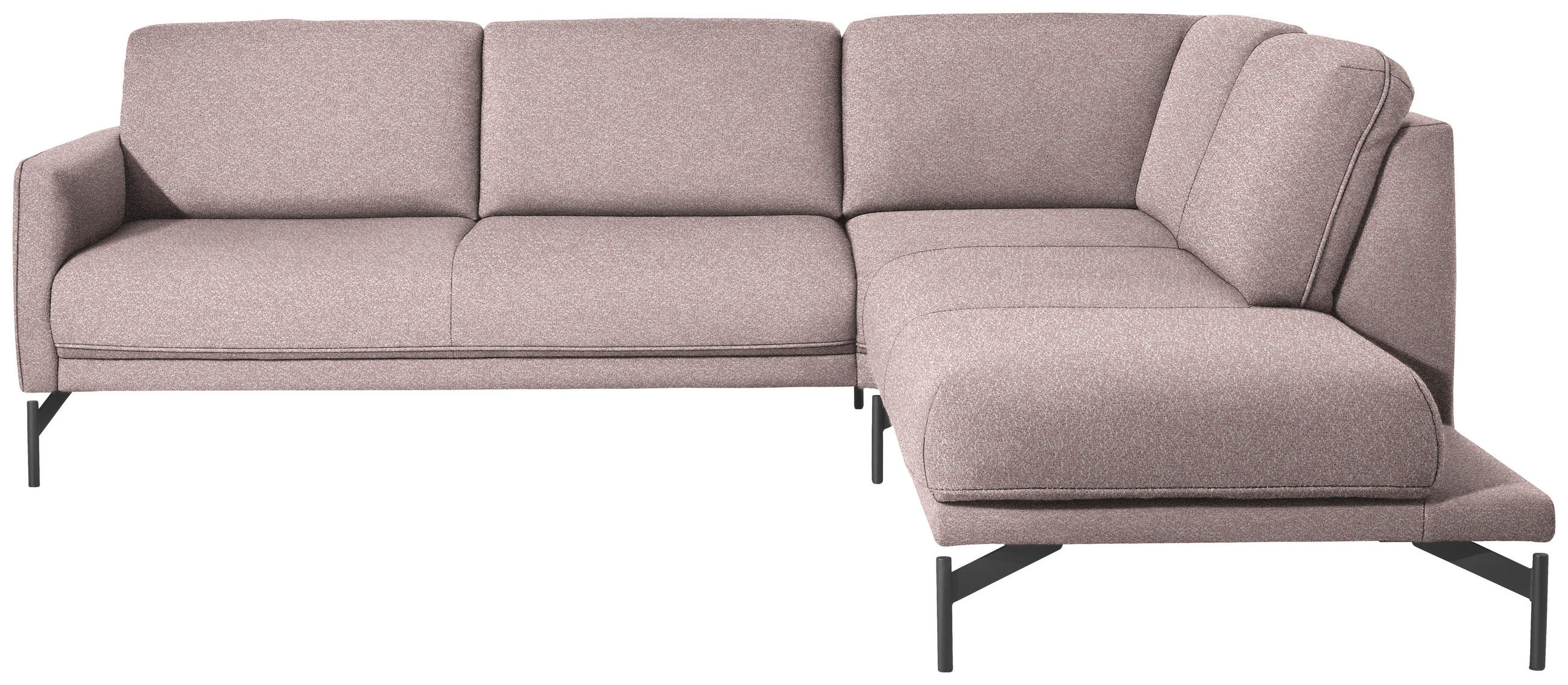 ECKSOFA in Flachgewebe, Struktur Rosa  - Anthrazit/Rosa, Design, Textil/Metall (254/230cm) - Johann Jakob