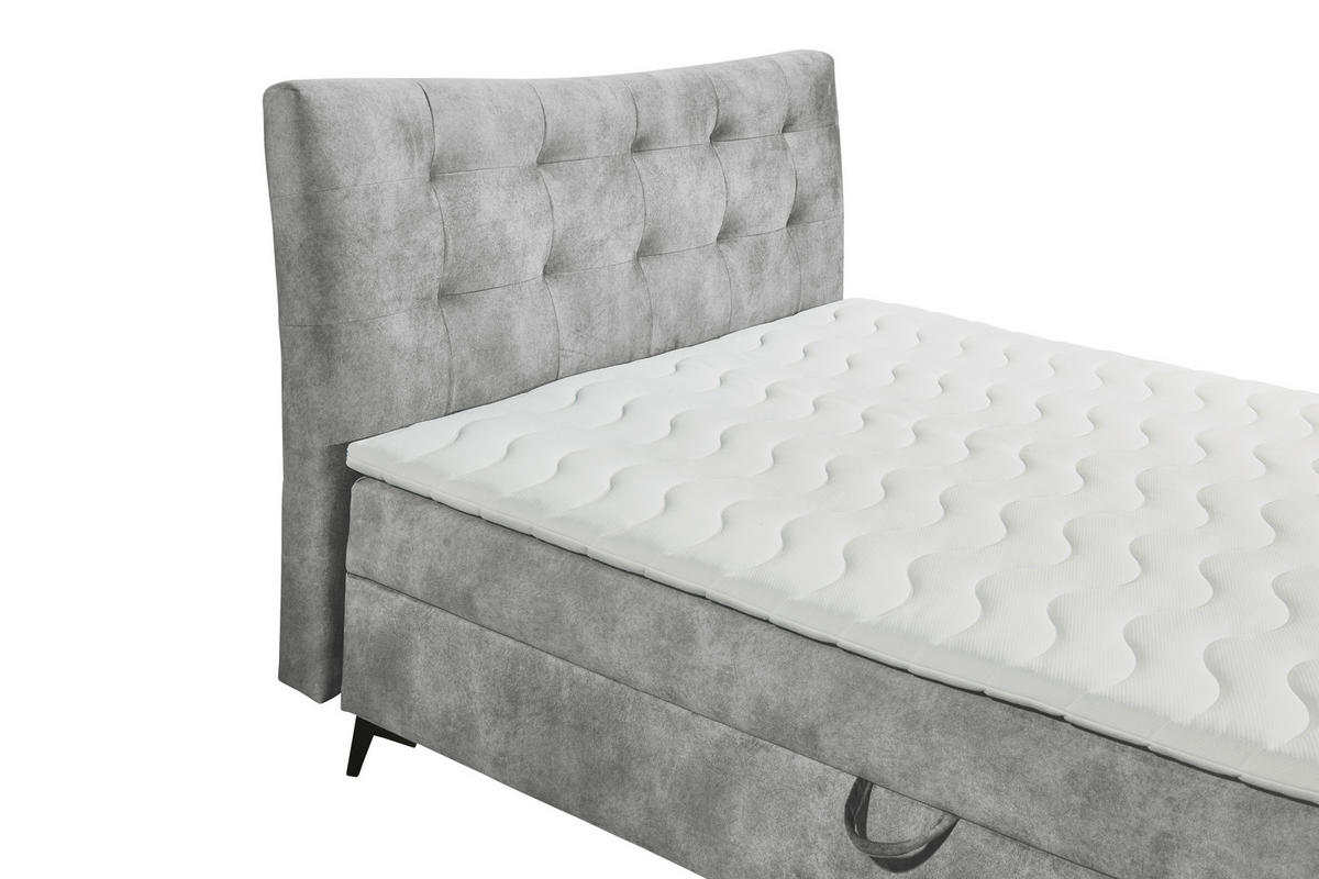 BOX-ÁGY 180/200 cm  szürke  - fekete/szürke, Modern, műanyag/faalapú anyag (180/200cm) - MID.YOU