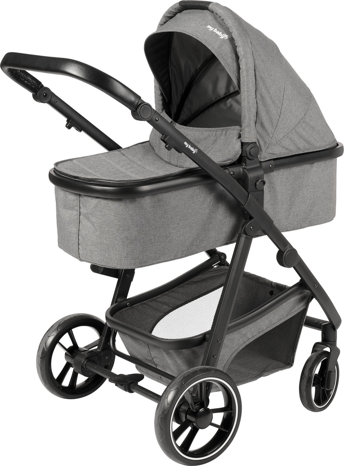 KINDERWAGENSET  Korfu   - Dunkelgrau/Schwarz, Basics, Kunststoff/Textil - My Baby Lou