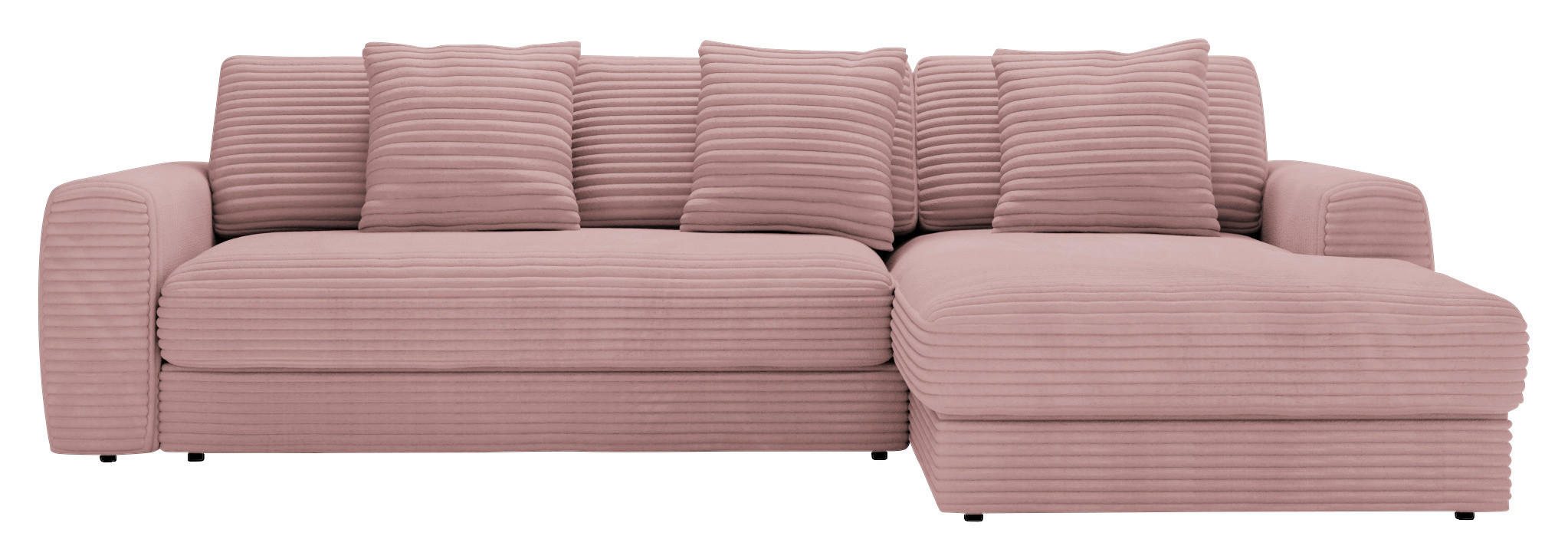 ECKSOFA Altrosa Cord - Schwarz/Altrosa, MODERN, Kunststoff/Textil (302/182cm) - Carryhome