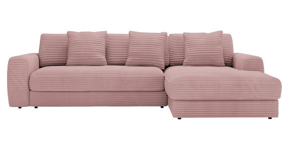 ECKSOFA Altrosa Cord - Schwarz/Altrosa, MODERN, Kunststoff/Textil (302/182cm) - Carryhome