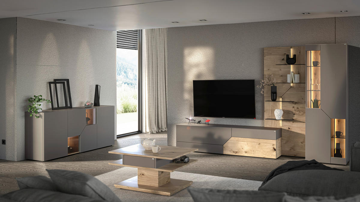 SIDEBOARD  in 192/82/45 cm  - Wildeiche/Grau, Design, Glas/Holz (192/82/45cm) - Voglauer