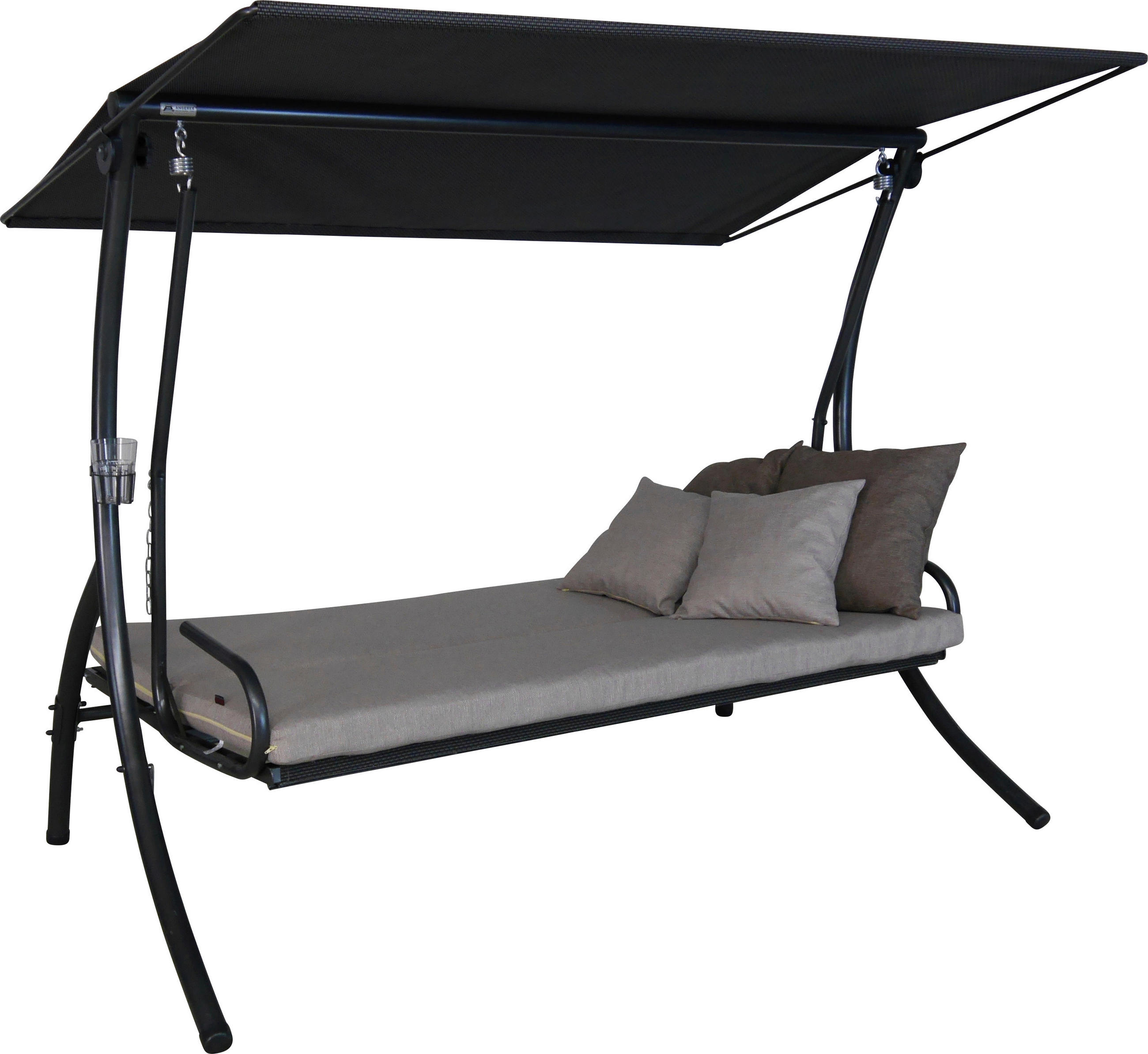 HOLLYWOODSCHAUKEL 210/160/145 cm  - Sandfarben/Dunkelgrau, Basics, Textil/Metall (210/160/145cm) - Boxxx