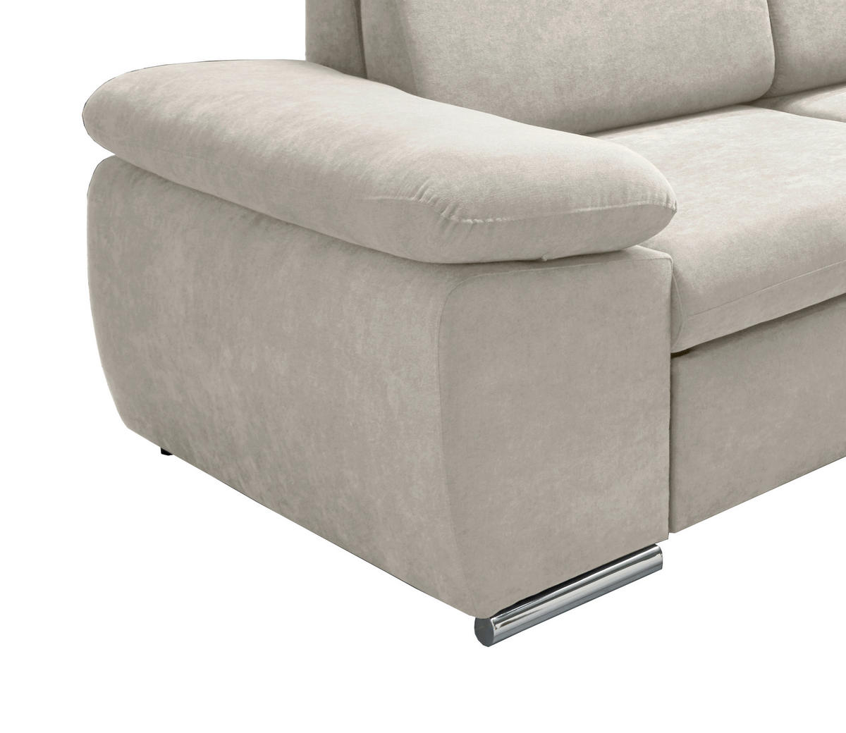 ECKSOFA  in Mikrofaser Creme  - Chromfarben/Creme, Design, Textil/Metall (283/228cm) - Livetastic
