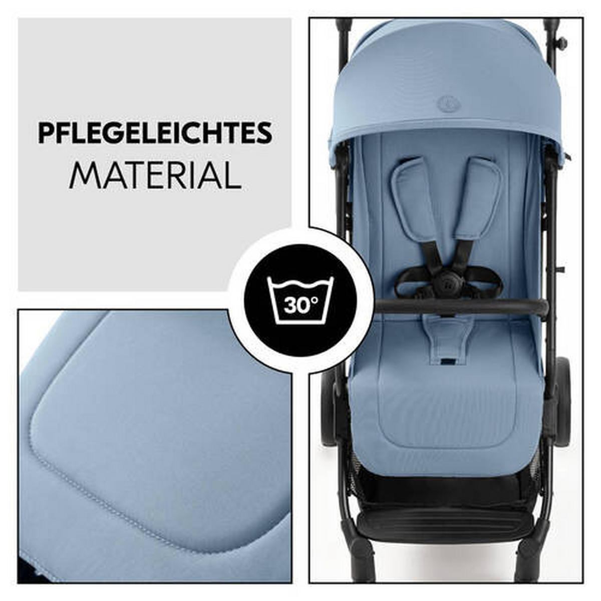 BUGGY TRAVEL N CARE PLUS  - Schwarz/Hellblau, Basics, Metall (81/51,5/105cm) - Hauck