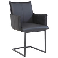 ARMLEHNSTUHL  in Echtleder pigmentiert  - Schwarz, Design, Leder/Metall (60/92/60cm) - Linea Natura