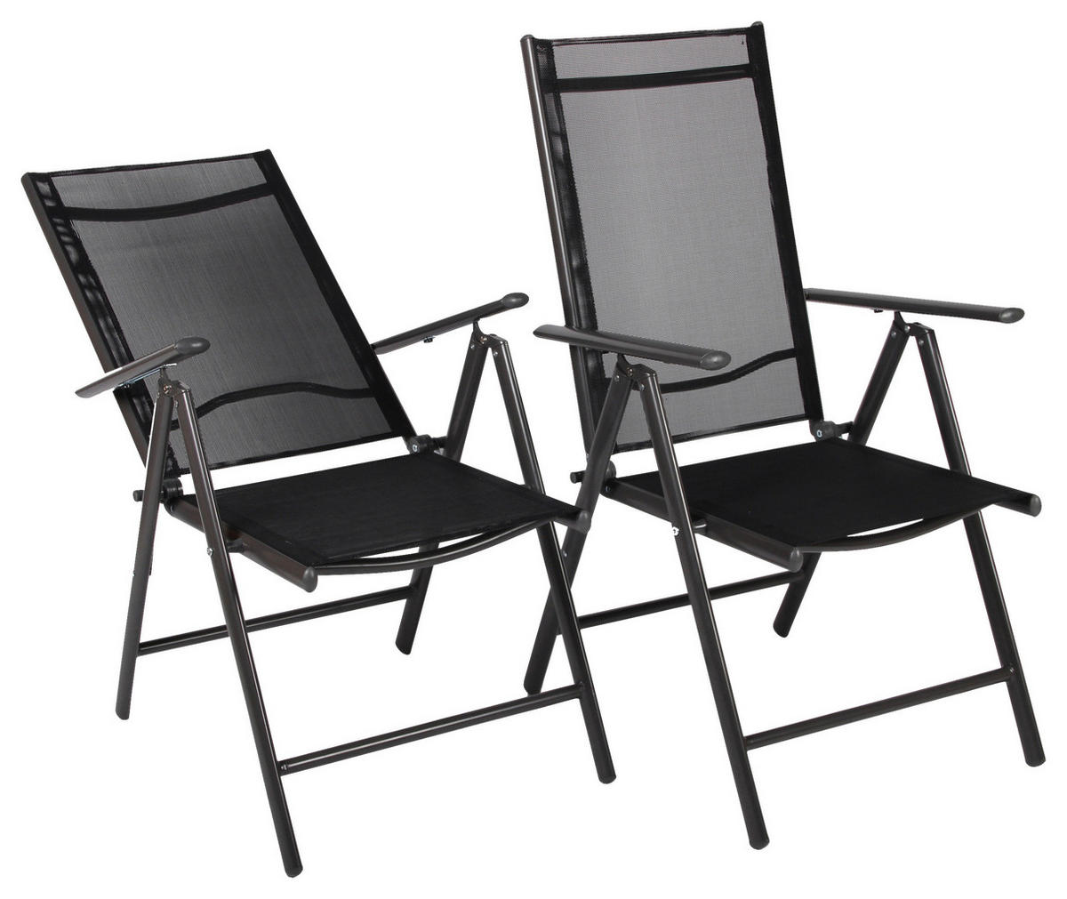 GARTENSTUHL-SET - Anthrazit, Basics, Textil/Metall (56/105/65cm) - Gardenson