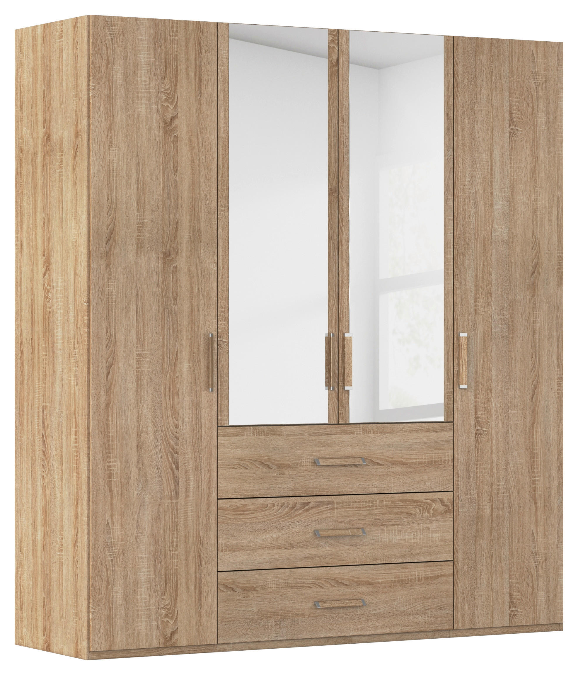 DREHTÜRENSCHRANK 201/223/60 cm 4-türig Sonoma Eiche  - Sonoma Eiche, Design, Glas/Holzwerkstoff (201/223/60cm) - Novel