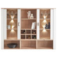 AUFSATZSCHRANK 162,4/121,6/38,2 cm  - Eichefarben/Grau, KONVENTIONELL, Glas/Holzwerkstoff (162,4/121,6/38,2cm) - Hom`in