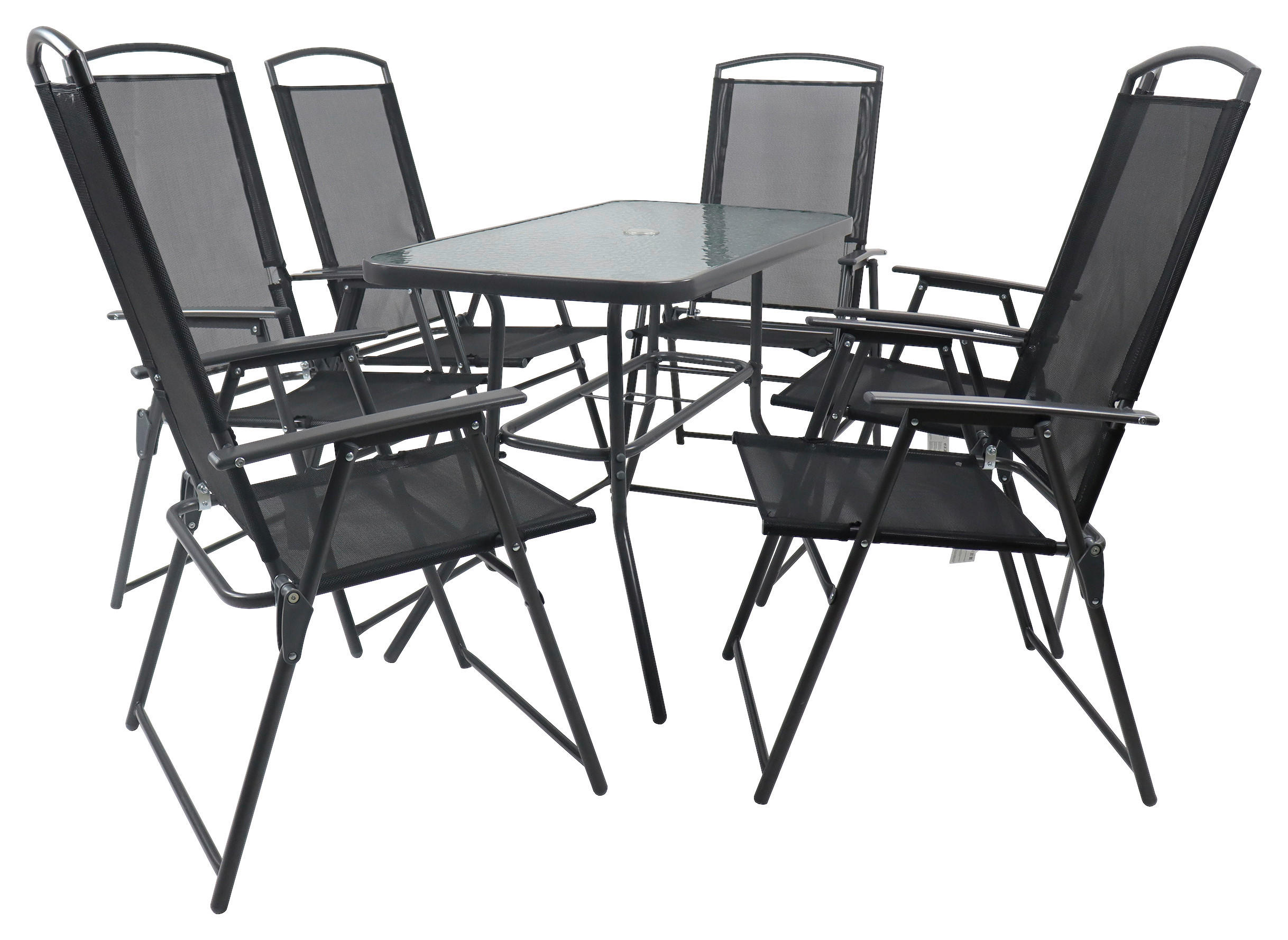 GARTENTISCHGRUPPE Stahl  - Anthrazit, Basics, Glas/Textil - Gardenson