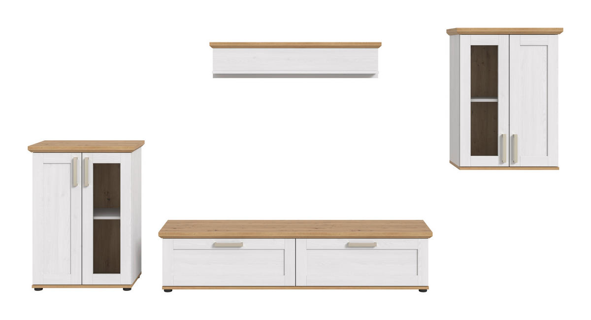 WOHNWAND 4-teilig  in Lärchefarben, Eiche Artisan  316/161/40 cm  - Silberfarben/Lärchefarben, Design, Holzwerkstoff/Kunststoff (316/161/40cm) - Livetastic