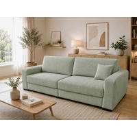 3-SITZER-SOFA Cord Mintgrün  - Schwarz/Mintgrün, Basics, Holz/Textil (250/90/110cm) - MID.YOU