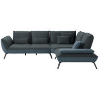 ECKSOFA in Flachgewebe Blaugrau  - Blaugrau/Schwarz, Design, Textil/Metall (310/250cm) - Moderano