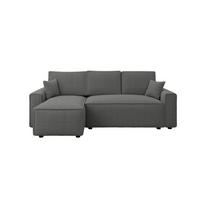 ECKSOFA Dunkelgrau Bouclé Zierkissen, Rückenkissen, Bettkasten, Schlaffunktion, Rücken echt, Liegefläche im Originalstoff  - Dunkelgrau/Schwarz, MODERN, Kunststoff/Textil (143/232cm) - Carryhome