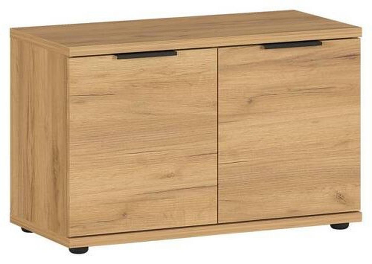 SCHUHBANK 75/48/37 cm  - Eichefarben/Schwarz, KONVENTIONELL, Holzwerkstoff/Kunststoff (75/48/37cm) - Germania