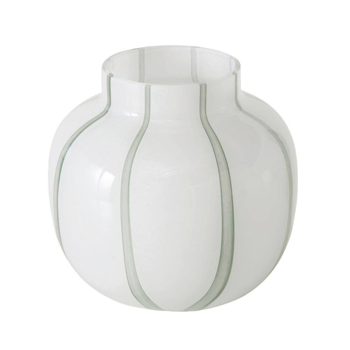 VÁZA, sklo, 19 cm - bílá/zelená, Basics, sklo (19/19/19cm)