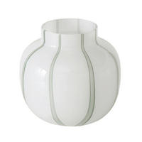 VÁZA, sklo, 19 cm - biela/zelená, Basics, sklo (19/19/19cm)