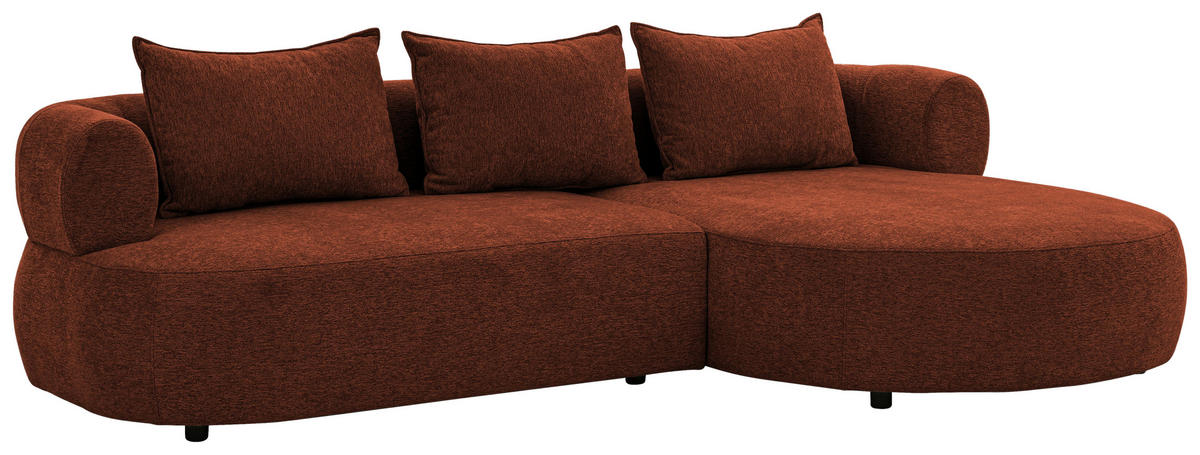 ECKSOFA in Chenille Rostfarben  - Rostfarben/Schwarz, Design, Kunststoff/Textil (256/156cm) - Livetastic